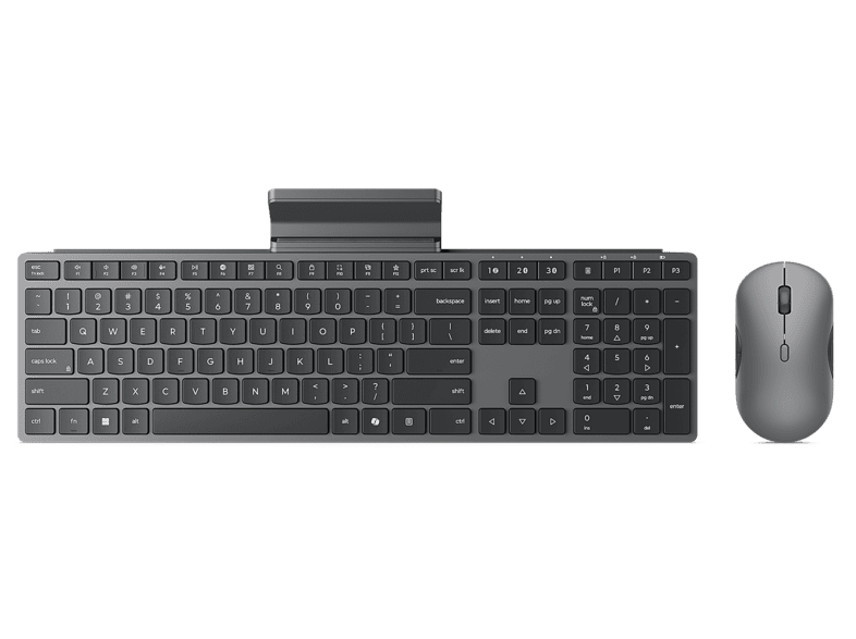 Pack Teclado + Ratón - Lenovo 700 Modern Multi-Device Wireless Combo, Inalámbrico, Bluetooth, Incluye soporte para móvil, Gris
