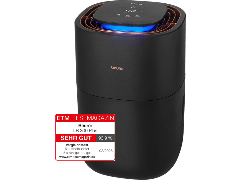 Beurer 100.67 LB 300 Plus Luftbefeuchter Schwarz (26 Watt, Raumgröße: 45 m²)