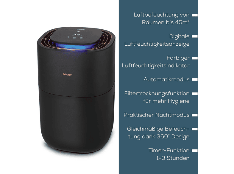 Beurer 100.67 LB 300 Plus Luftbefeuchter Schwarz (26 Watt, Raumgröße: 45 m²) — Foto 4 von 5