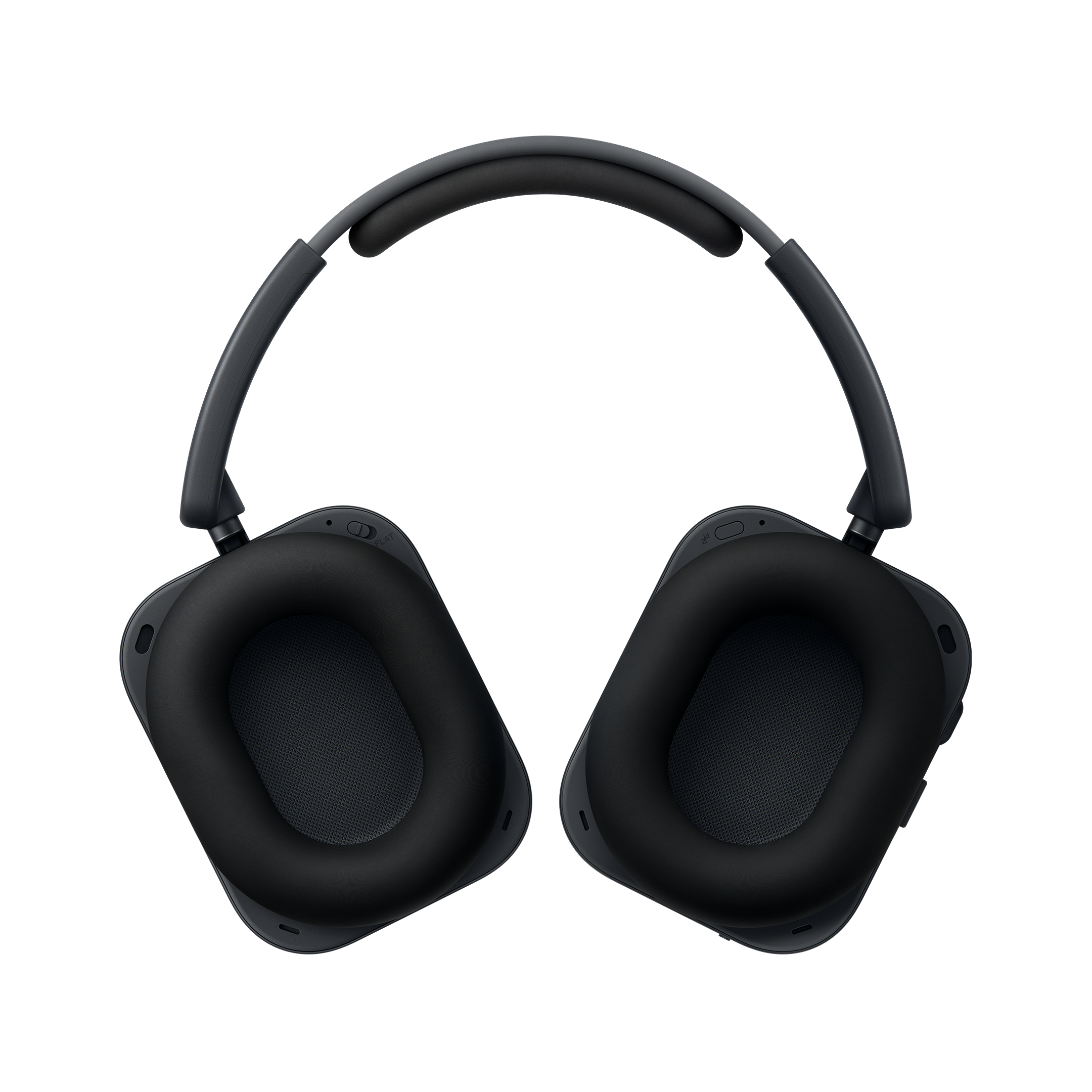Schwarze Over-Ear-Kopfhörer mit gepolsterten Ohrmuscheln und Kopfbügel auf weißem Hintergrund.