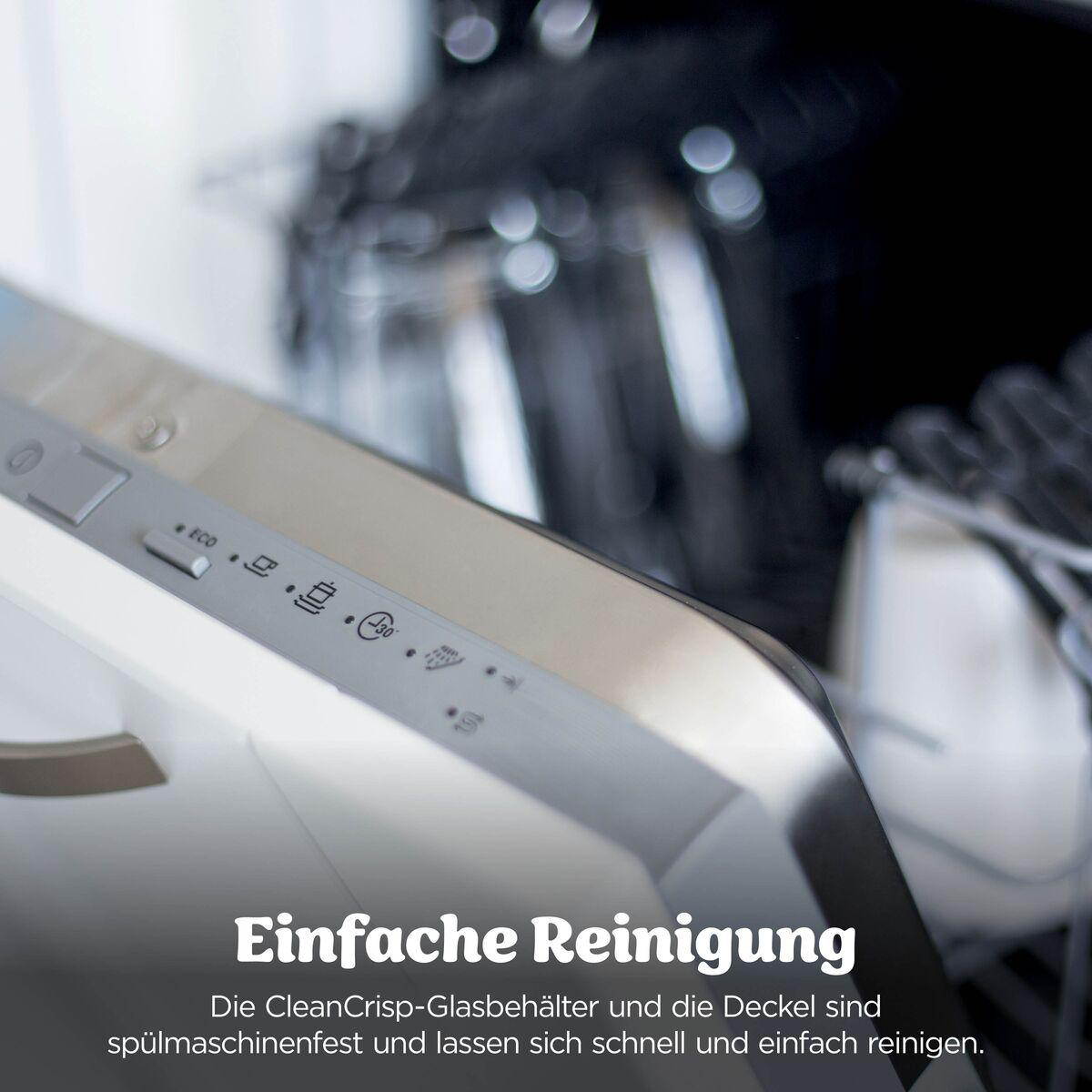 Bedienfeld einer Spülmaschine mit verschiedenen Programmsymbolen und Text auf Deutsch.