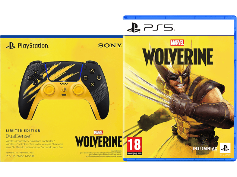 Sony DualSense® Wireless-Controller – Marvel's Wolverine Battle Yellow Limited Edition + Spiel Marvel's Wolverine; Wireless Controller