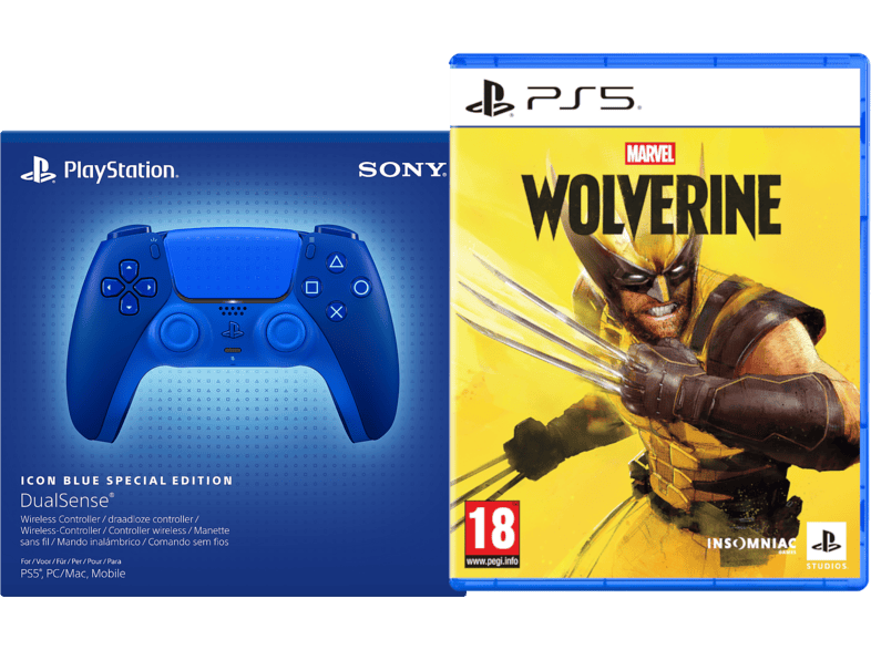 Sony DualSense® Wireless-Controller – Icon Blue Special Edition + Spiel Marvel's Wolverine; Wireless Controller