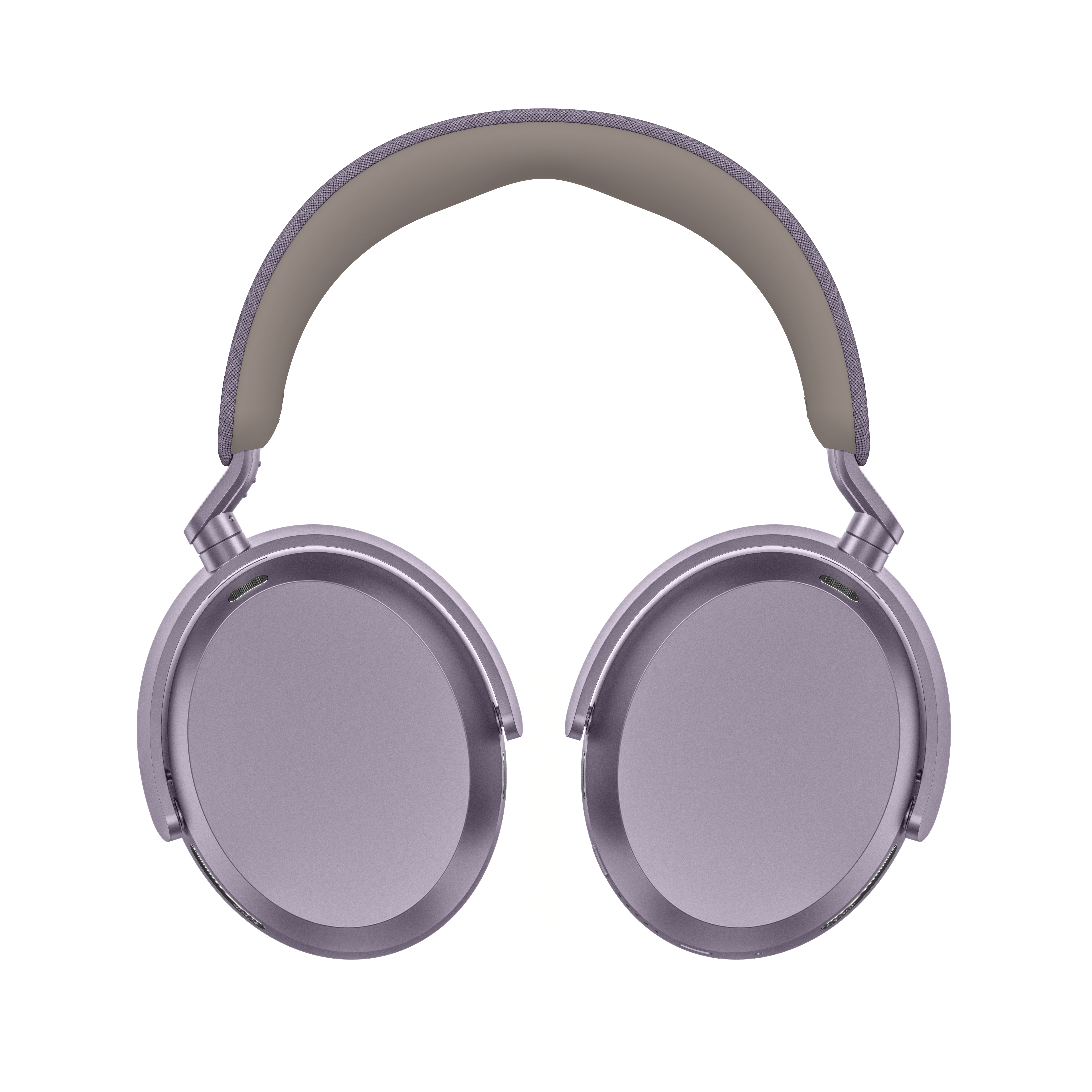 Violette Over-Ear-Kopfhörer mit grauem gepolsterten Kopfbügel auf weißem Hintergrund.