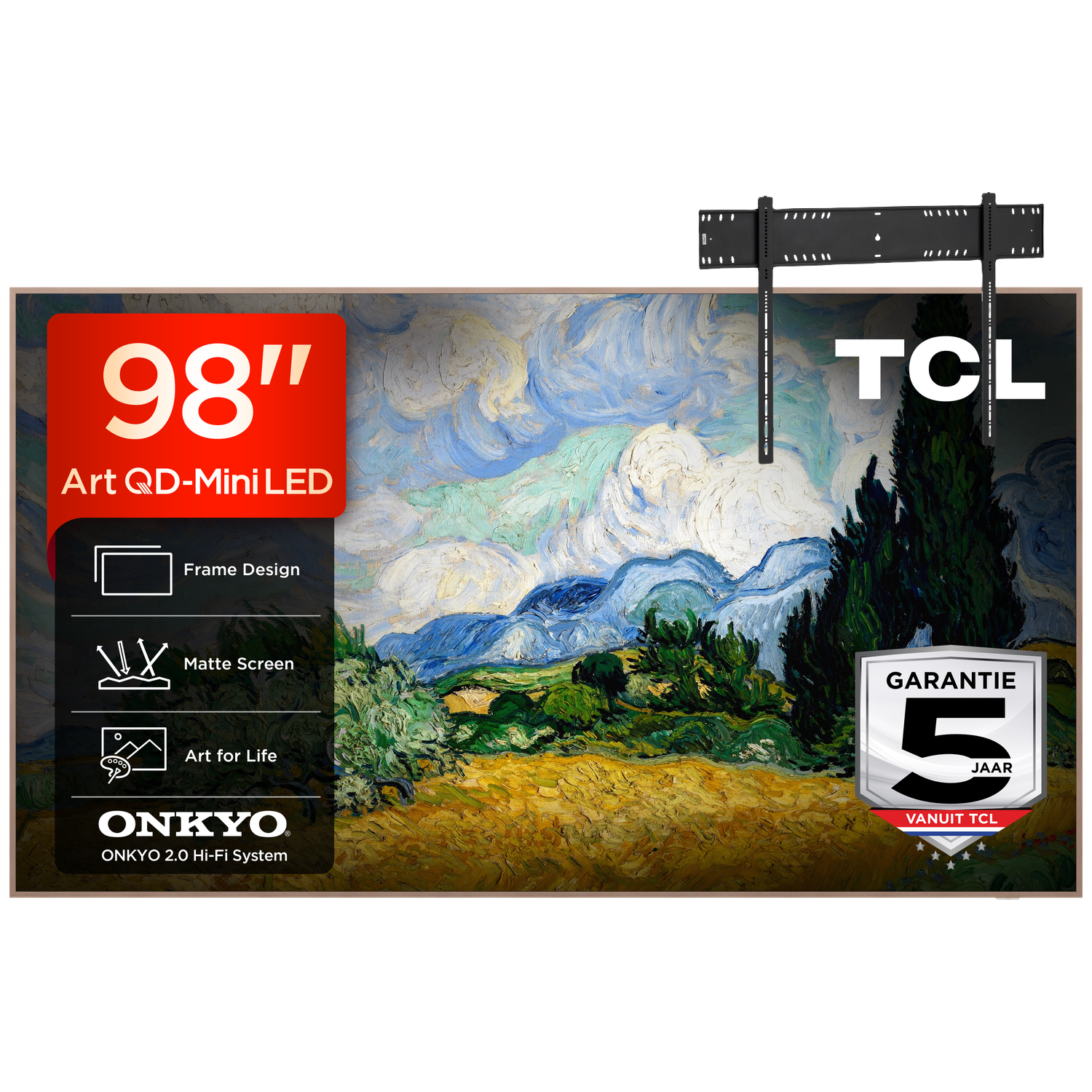Tcl 98a400 Pro Qd-mini-led Ultra Hd 4k 98" (2026) + Vogels Vaste Tv-beugel 80"-120" Max 160kg Zwart Tv Bundle