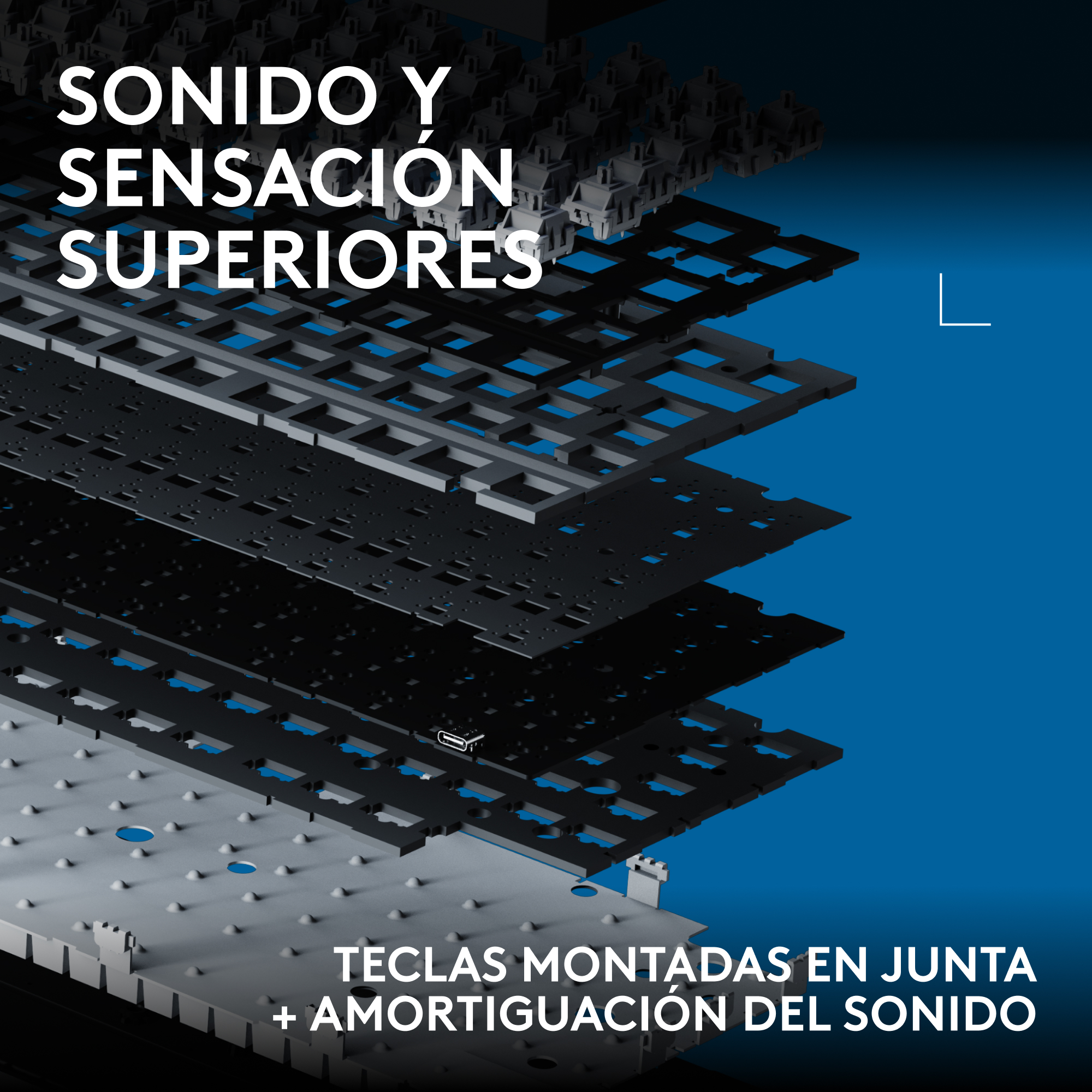 Sonido y sensación superiores, teclas montadas en junta + amortiguación del sonido