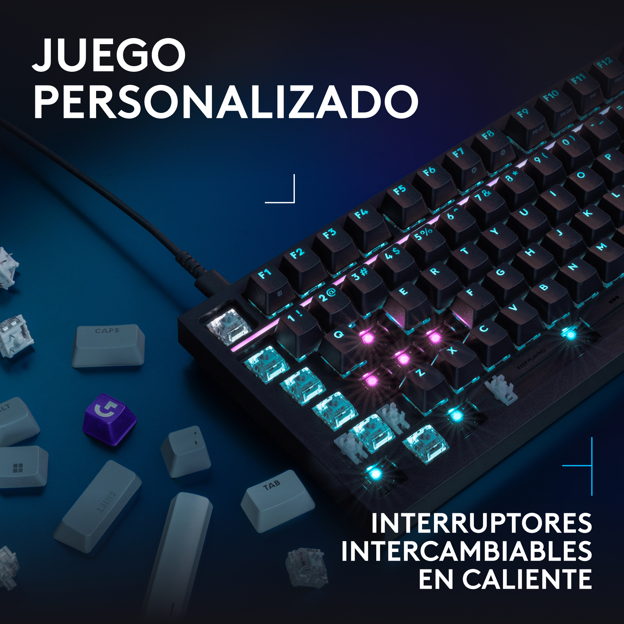 Juego personalizado. Interruptores intercambiables en caliente
