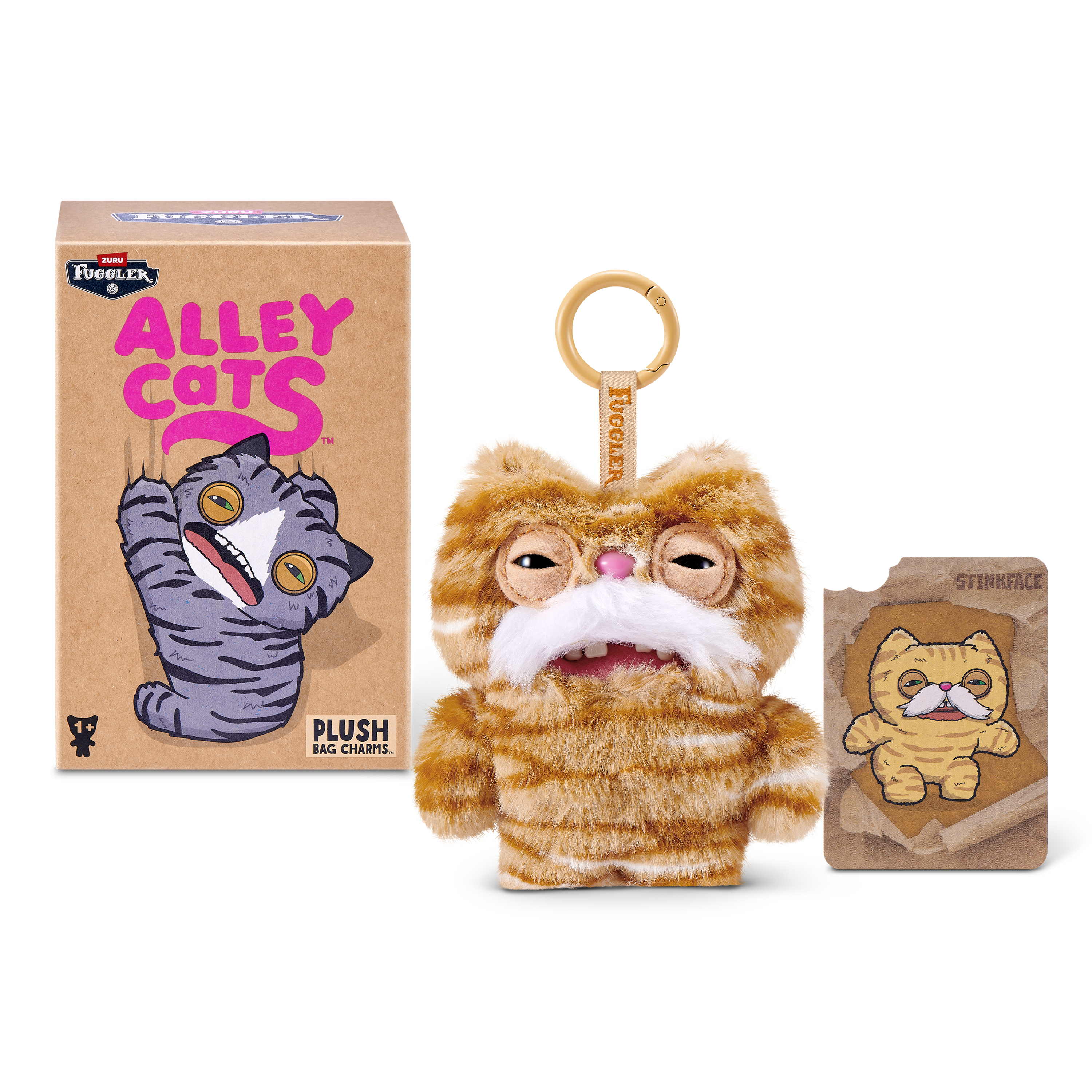 Colgante de peluche Fugglers con caja y tarjeta.