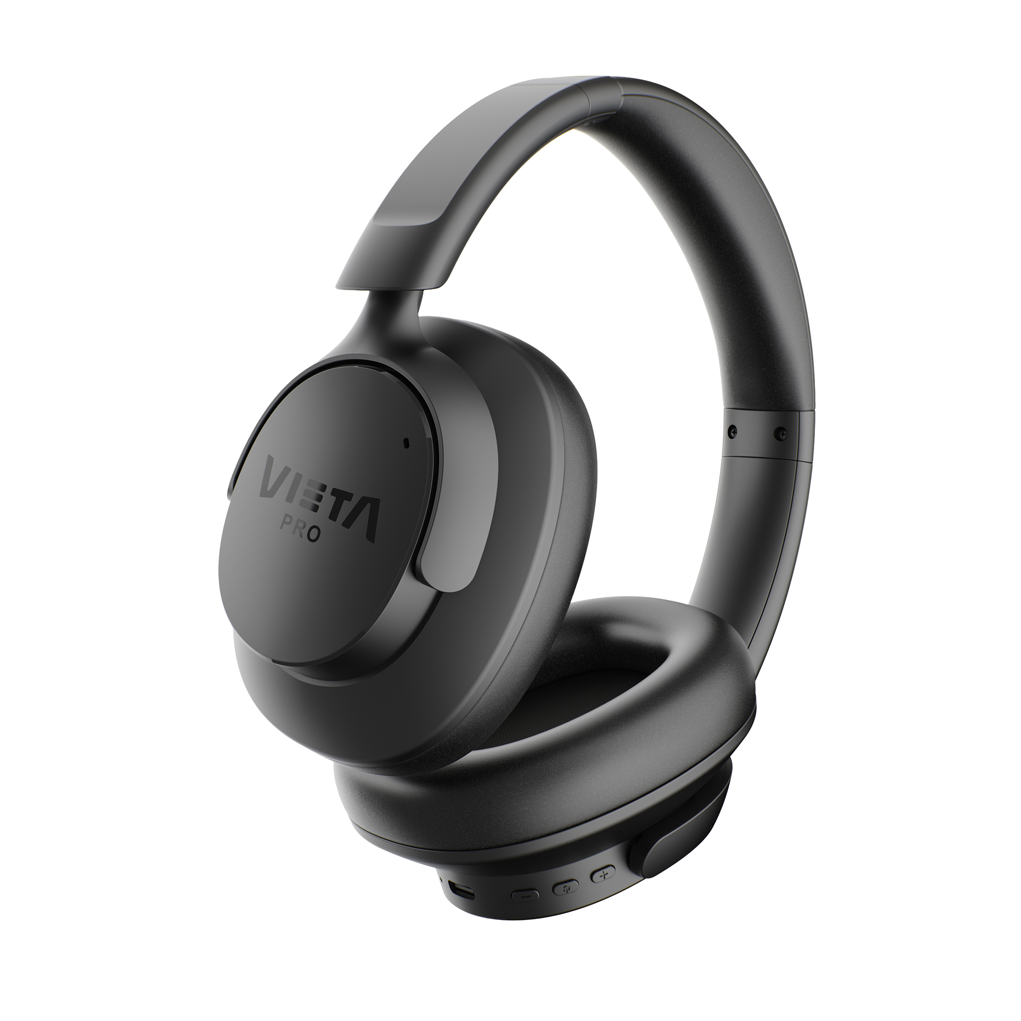 Auriculares supraaurales negros con el logotipo VIETA PRO sobre fondo blanco.
