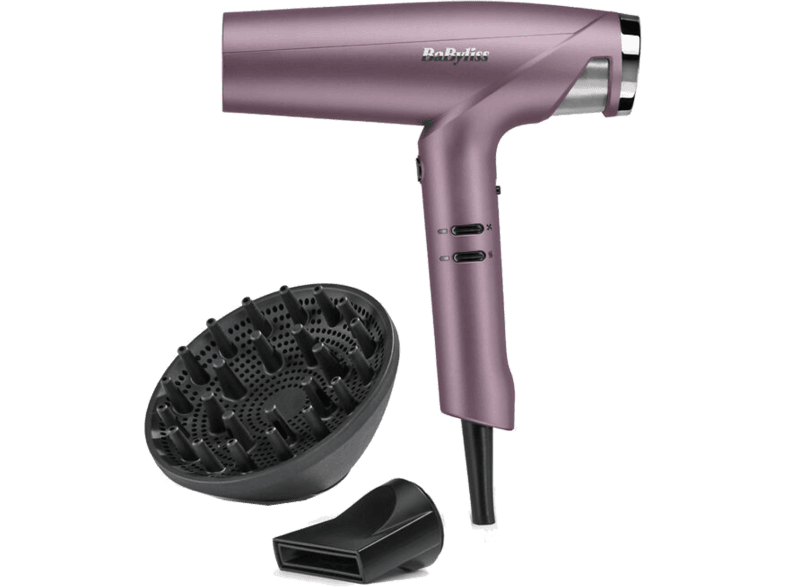 Secador - Babyliss Futura D6051DE, 1600 W, 3 Ajustes de Temperatura, Velocidades, Difusor incluido, Morado
