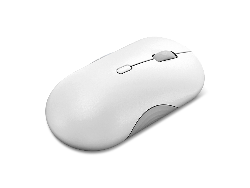 Un elegante ratón de computadora blanco con rueda de desplazamiento sobre un fondo negro.