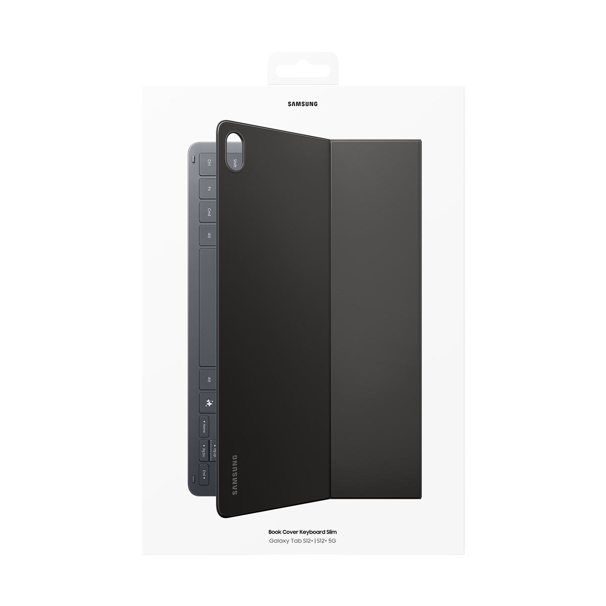 Galaxy Tab S10+ için siyah Samsung Book Cover Keyboard Slim ambalajı.