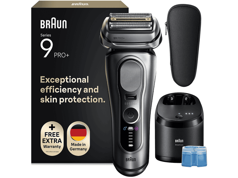 Rasoio elettrico barba BRAUN Series 9 PRO+ 9615S, lame di precisione ultrasottili, impermeabile, tecnologia Pro SensoAdapt, testina flessibile a 40°