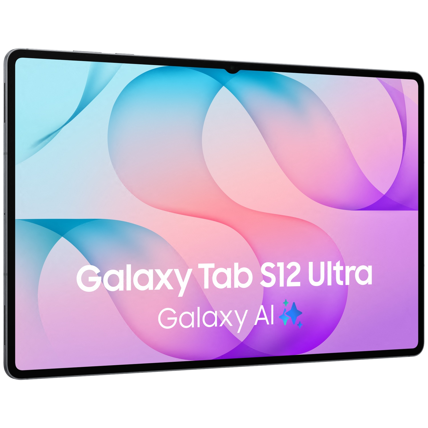 Une Galaxy Tab S12 Ultra avec un fond coloré et le texte Galaxy AI.