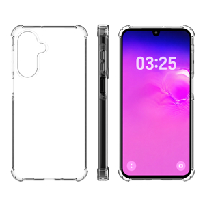 Transparente Schutzhülle und Smartphone aus drei verschiedenen Blickwinkeln.