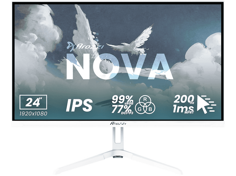 AROZZI LED 23,8 Zoll Gaming Monitor, Full-HD, 1 ms Reaktionszeit, 300 cd/m², 200 Hz, White