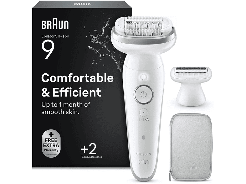 EPILATORE BRAUN LEGEPIL SES9-030, 2 x velocità, Autonomia di 50 min, Accumulatore, Ricarica in 60 min ARGENTO