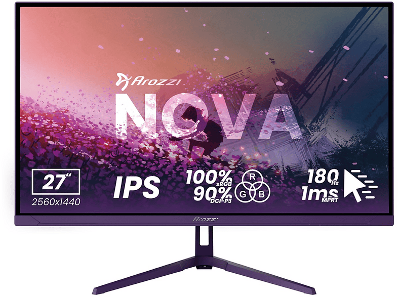 AROZZI NOVA 27 Zoll Gaming Monitor, QHD, 1 ms Reaktionszeit, 350 cd/m², 180 Hz, Purple