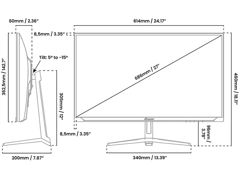 AROZZI NOVA 27 Zoll Gaming Monitor, QHD, 1 ms Reaktionszeit, 350 cd/m², 180 Hz, Purple — Foto 3 von 5