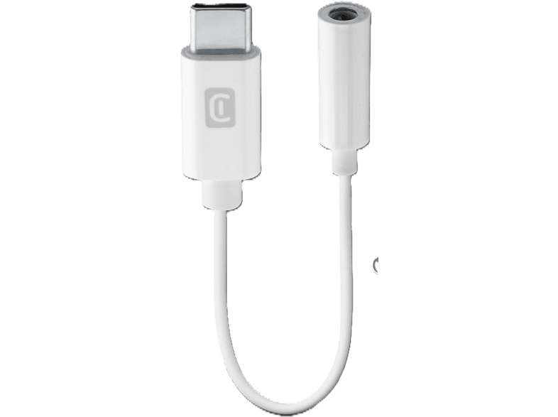 Adaptador - CellularLine Music Enable, De USB C a AUX, Cable de 10 cm, Blanco