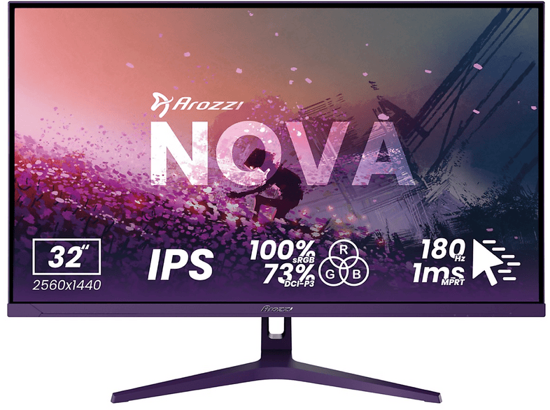 AROZZI NOVA 32 Zoll Gaming Monitor, QHD, 1 ms Reaktionszeit, 300 cd/m², 180 Hz, Purple