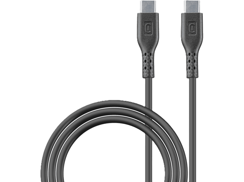 Cable USB-C - CellularLine de carga ultrarrápida, 100W con tecnología 5A, Tipo C a C, 120 cm, Para portátil o smartphone, Negro