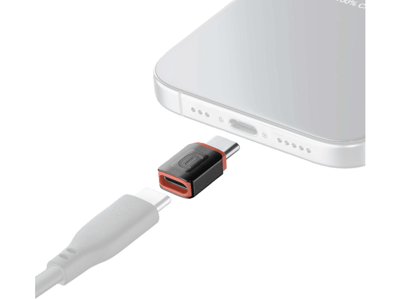 USB Data Blocker - CellularLine Adaptador de seguridad datos, Carga segura, C a C, Negro