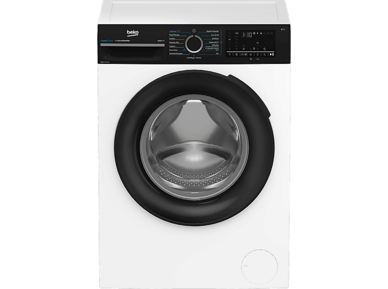 Lavadora carga frontal - Beko BM3WFU41041W, 10 kg, 1400 rpm, 15 Programas, Energy Spin, Steam Therapy, Motor ProSmart Inverter, Blanco