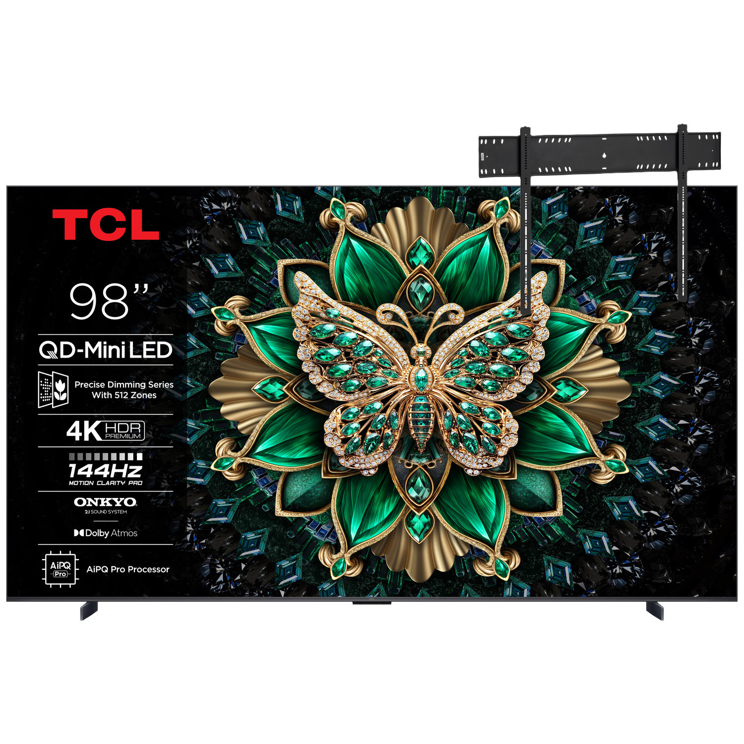 Tcl 98c6k Mini-led Ultra Hd 4k 98" (2025) + Vogels Vaste Tv-beugel 80"-120" Max 160kg Zwart Tv Bundle