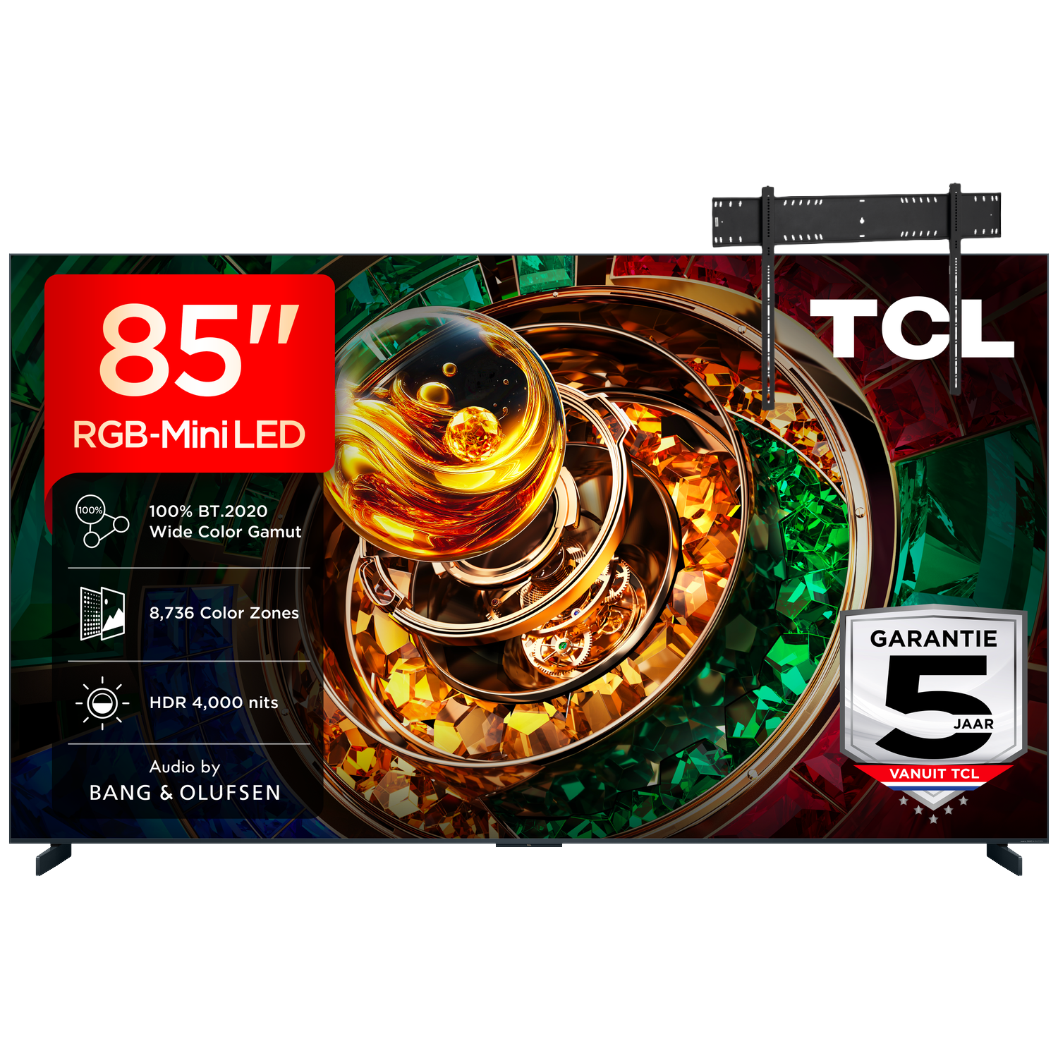 Tcl 85rm9l Rgb Mini-led Ultra Hd 4k 85" (2026) + Vogels Vaste Tv-beugel 80"-120" Max 160kg Zwart Tv Bundle
