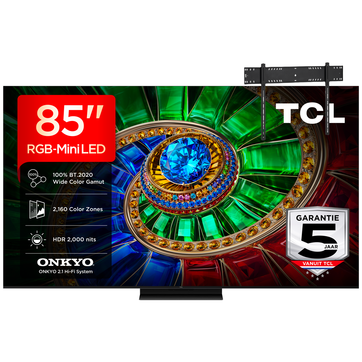 Tcl 85rm7l Rgb Mini-led Ultra Hd 4k 85" (2026) + Vogels Vaste Tv-beugel 40"-110" Max 100kg Zwart Tv Bundle