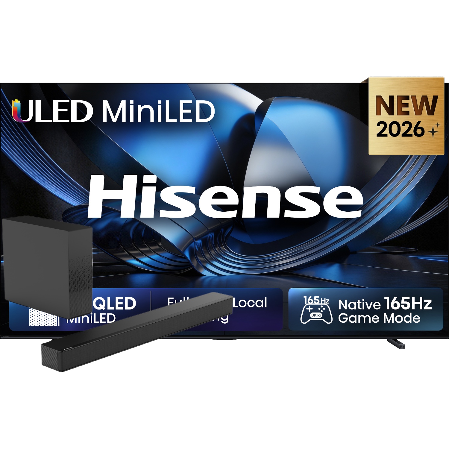 Hisense 100u7se Miniled 4k (2026) + Hs2100 Soundbar Zwart Tv Bundle