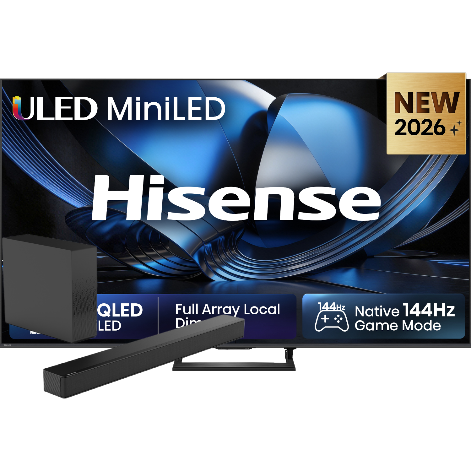 Hisense 75u7se Miniled 4k (2026) + Hs2100 Soundbar Zwart Tv Bundle