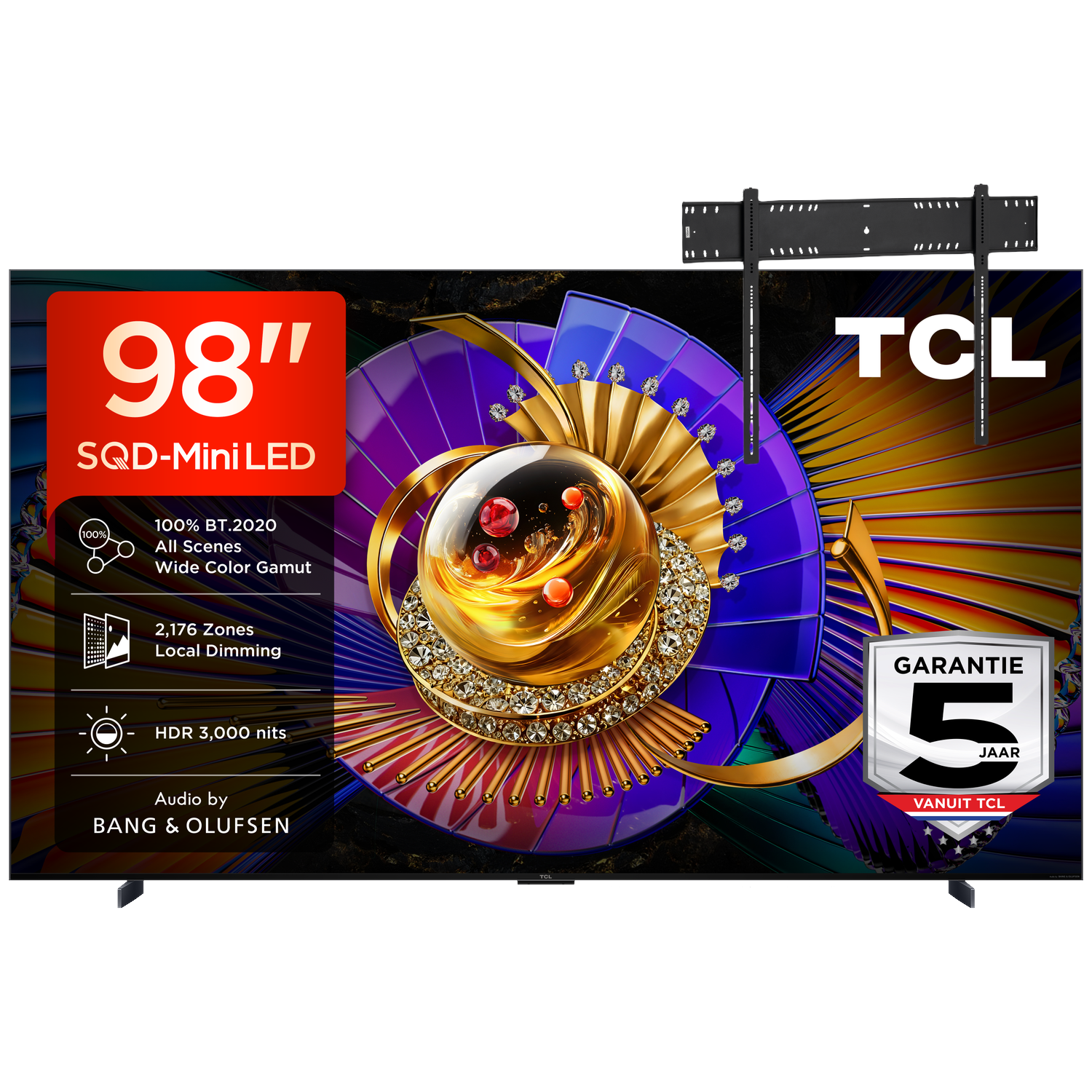 Tcl 98c7l Sqd-mini-led Ultra Hd 4k 98" (2026) + Vogels Vaste Tv-beugel 80"-120" Max 160kg Zwart Tv Bundle