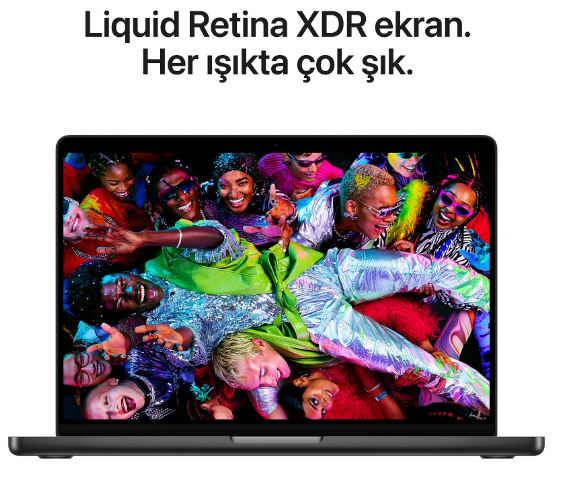 Üstünde Türkçe metin bulunan, renkli giysili insanlarla dolu canlı ekrana sahip dizüstü bilgisayar.