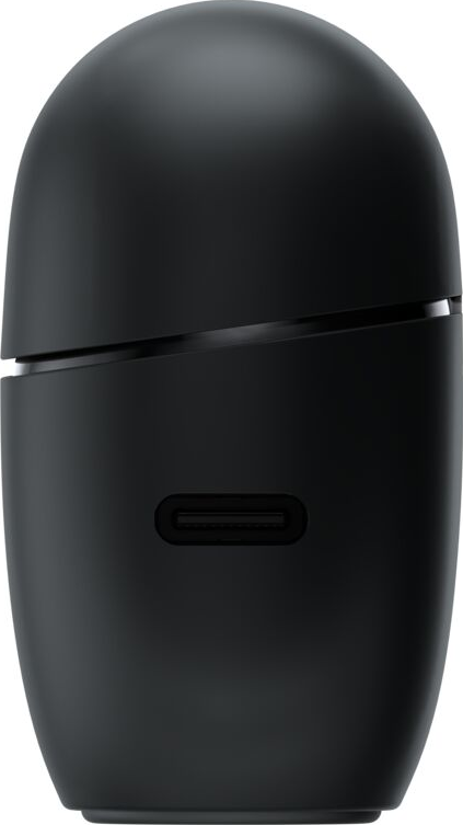 Ein mattes, schwarzes, abgerundetes Ladecase mit sichtbarem USB-C-Anschluss.