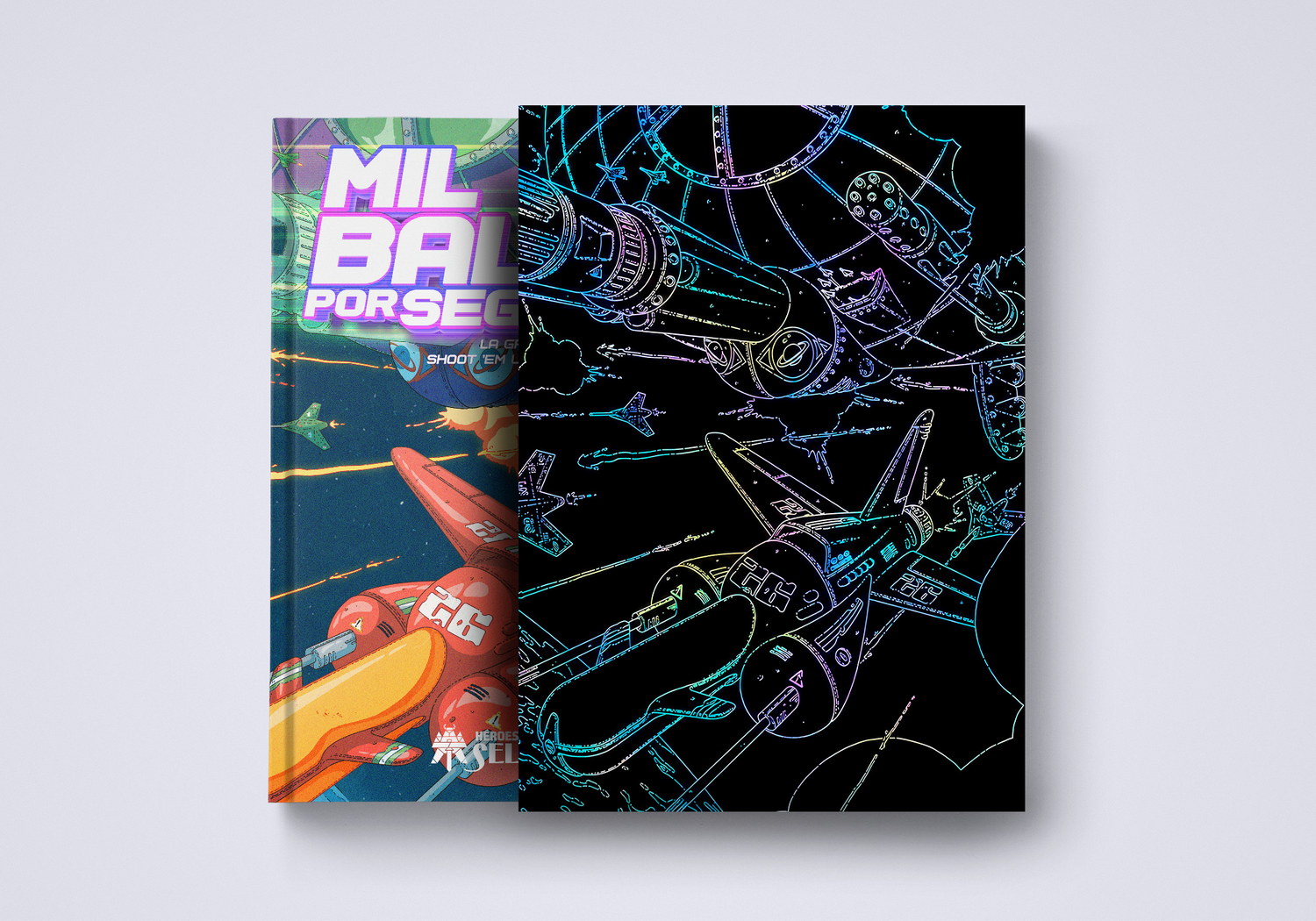 Dos portadas de libros muestran escenas de naves espaciales futuristas sobre fondos azul y negro.