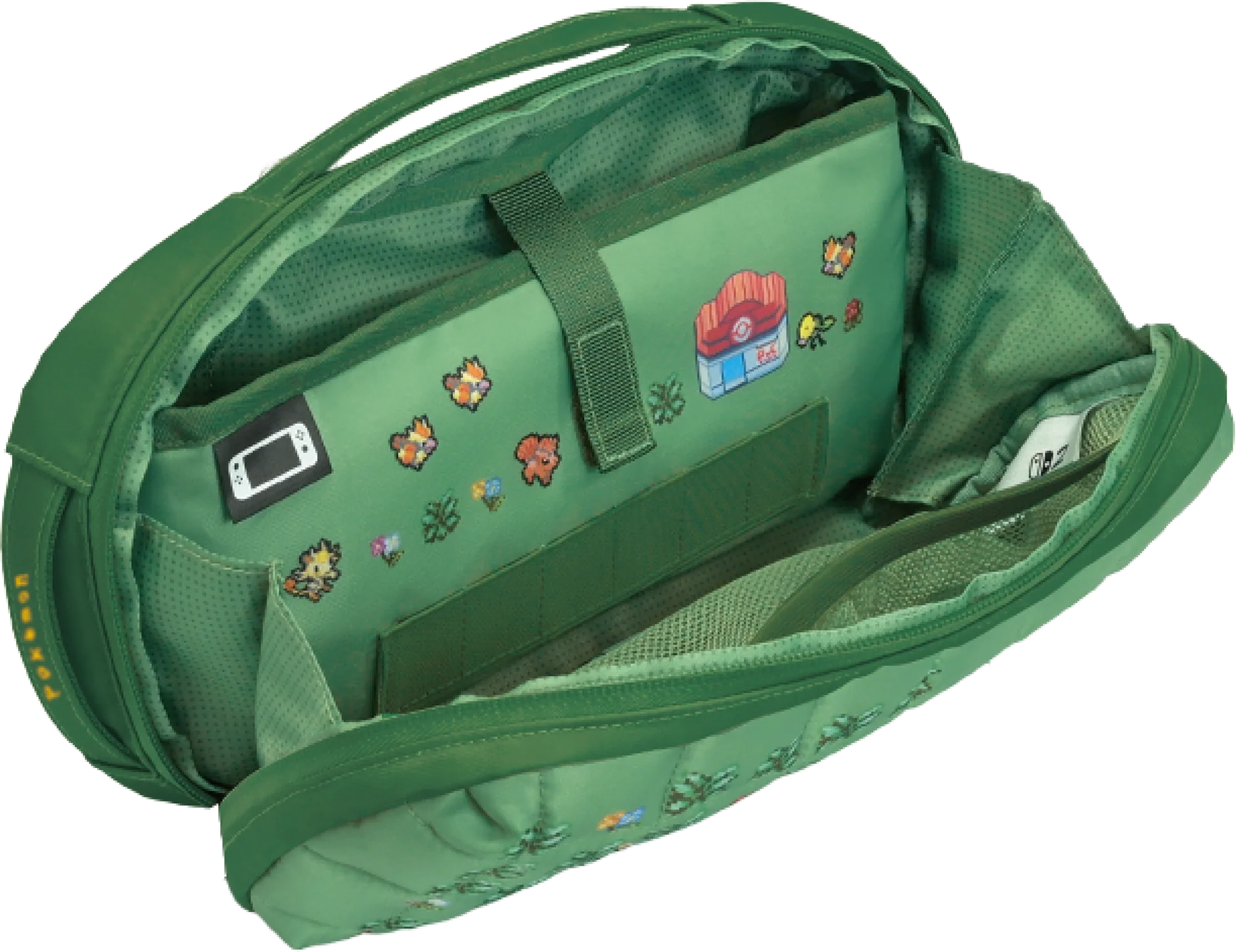 Custodia verde Pokemon con personaggi Pokemon all'interno.