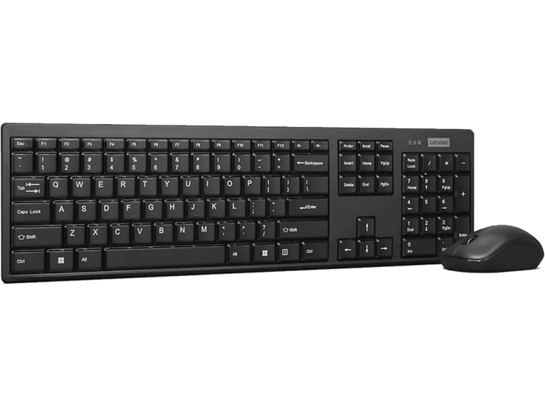 Pack Teclado + Ratón - Lenovo 100 Wireless, Inalámbrica, Negro