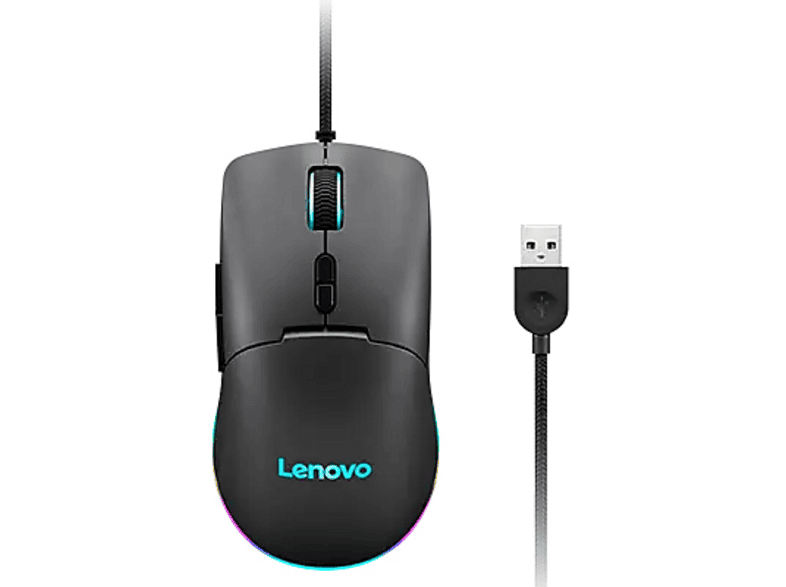 Ratón gaming - Lenovo M210 RGB Gaming Mouse, Cable USB-A, 8000 dpi, Negro