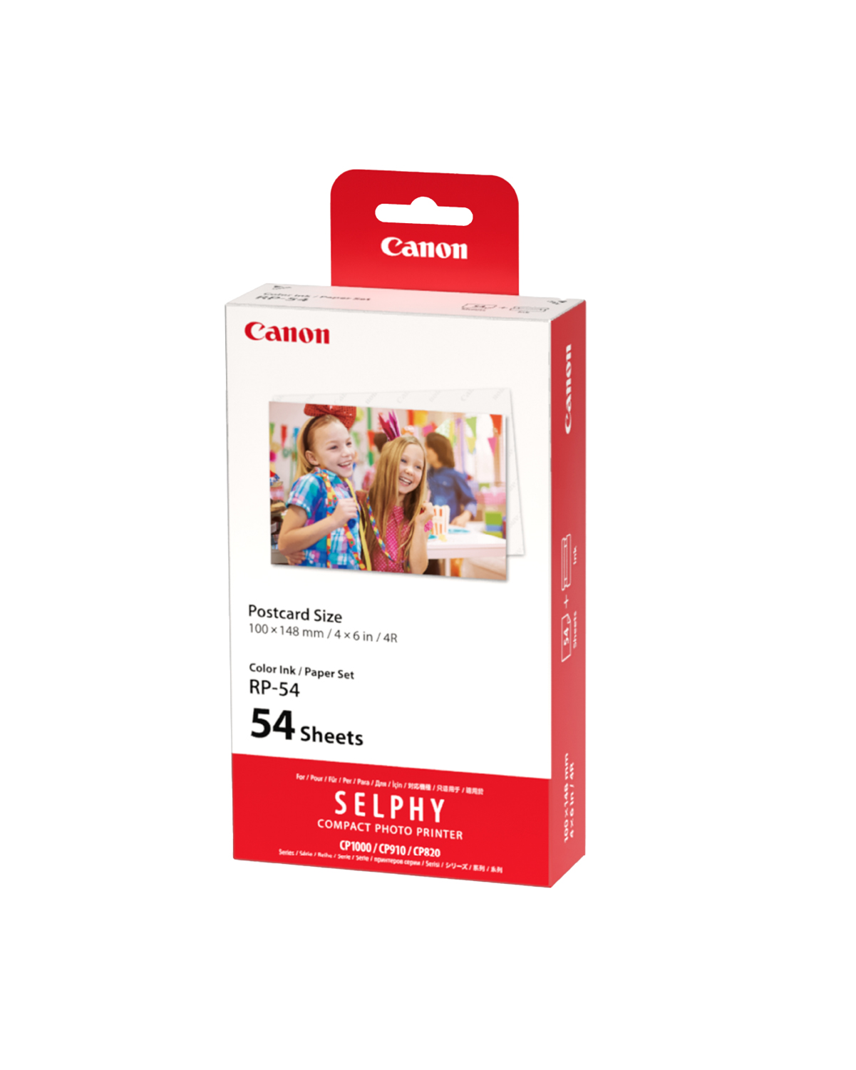 54 yaprak içeren Canon Selphy RP-54 fotoğraf kağıd ı ve mürekkep kutusu.