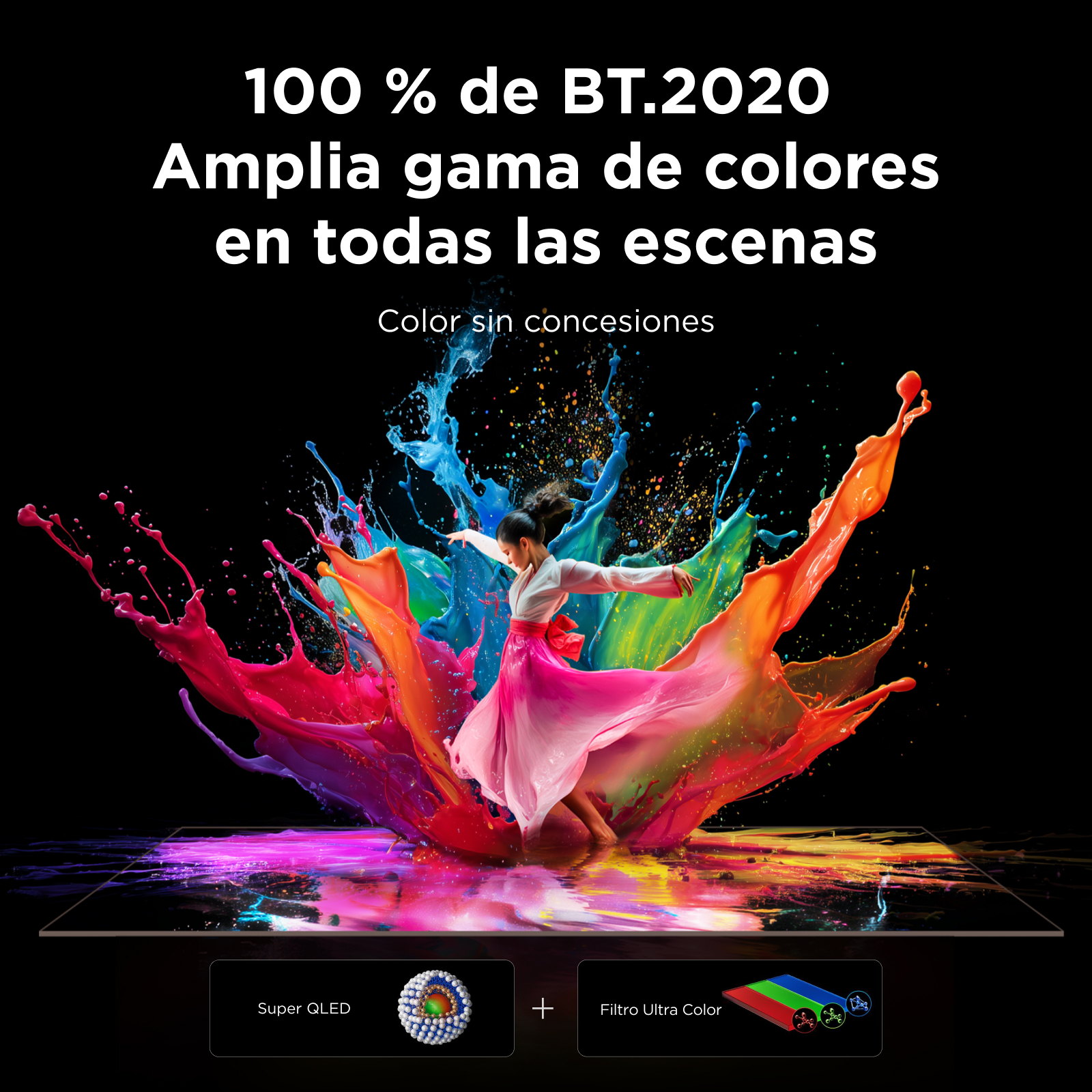 100% de BT.2020. Amplia gama de colores en todas las escenas. Color sin concesiones.