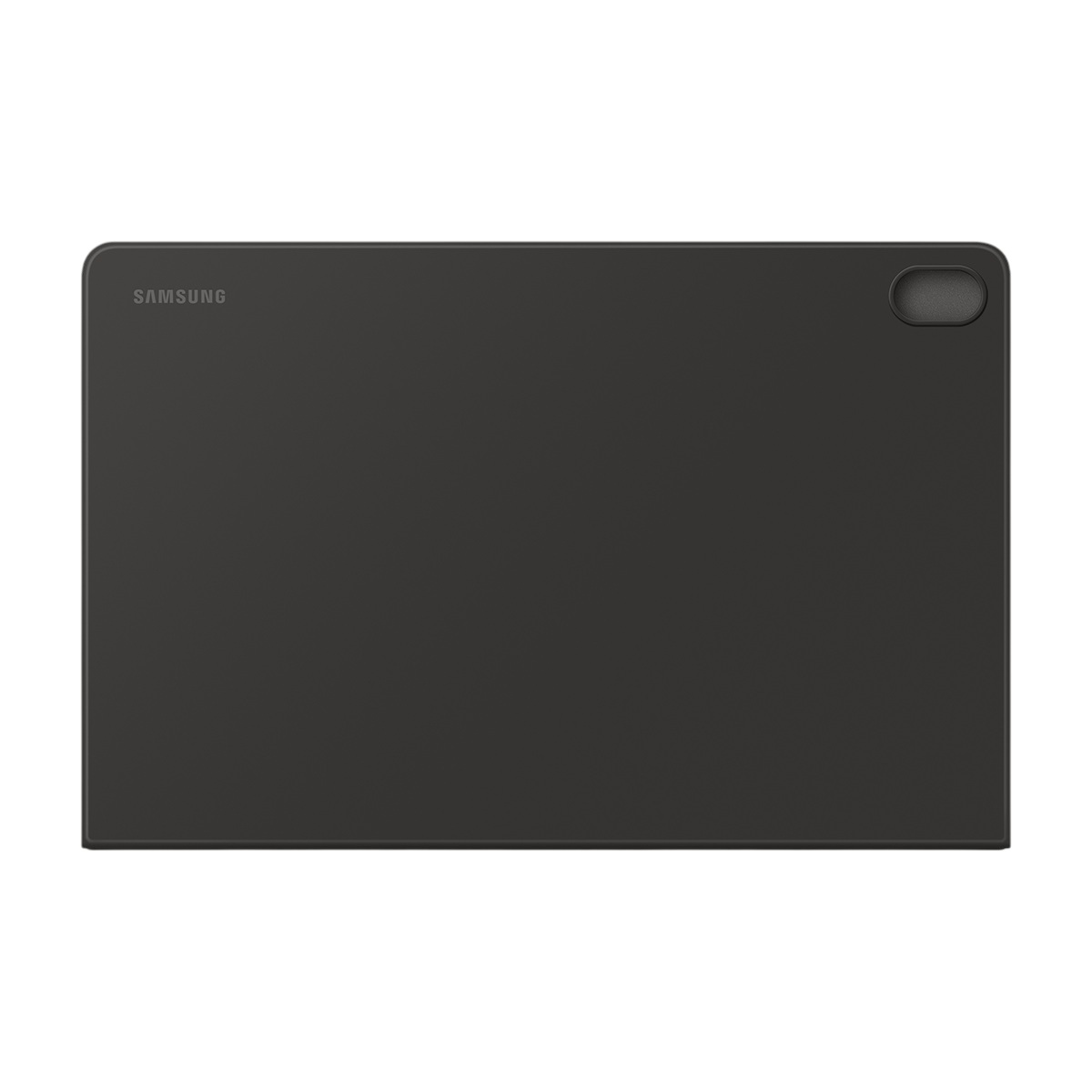 Beyaz arka planda koruma kılıfı ve kalem tutuculu siyah Samsung tablet.