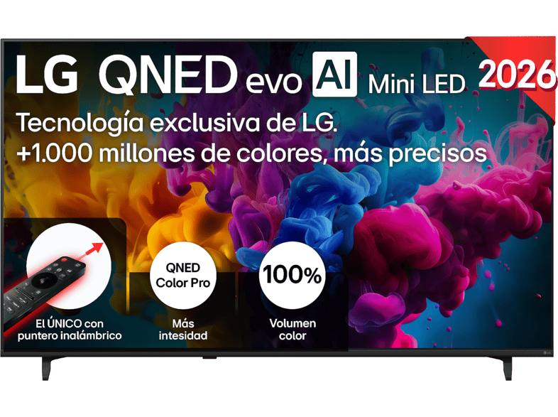 TV QNED Mini LED 65" - LG 65QNED8MB6A.AEU, UHD 4K, Alpha 8 AI Processor Gen2, Smart TV, Negro