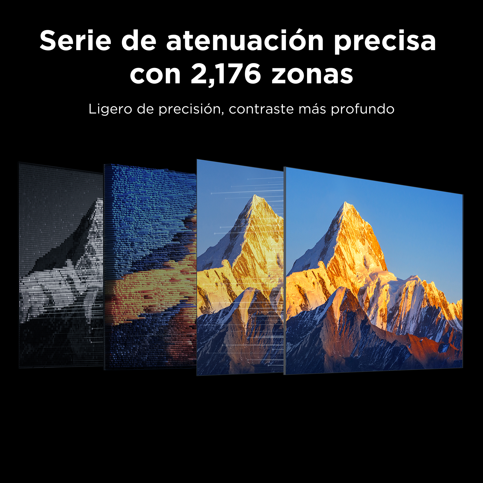 Serie de atenuación precisa con 2176 zonas. Ligero de precisión, contraste más profundo