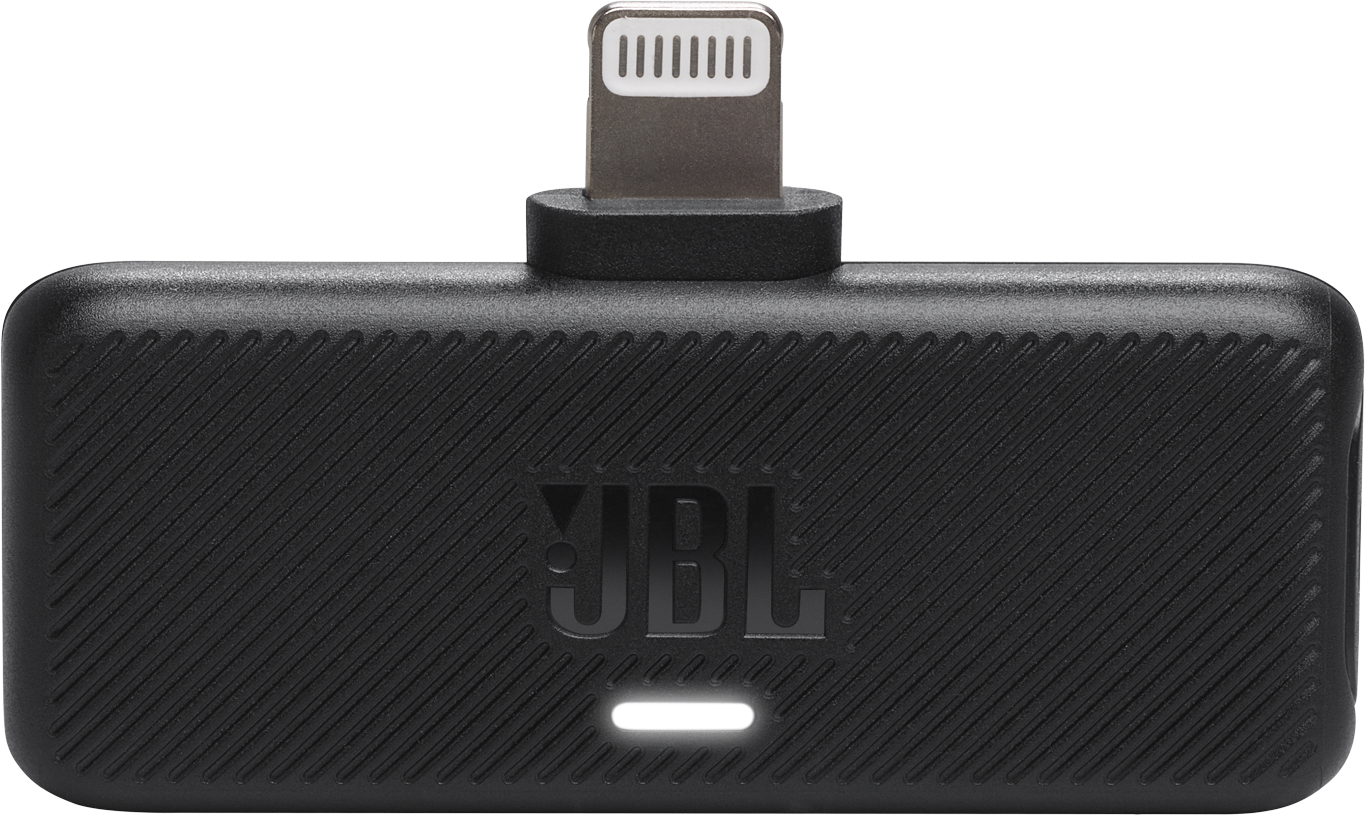 Fekete JBL vezeték nélküli mikrowavezető Lightning csatlakozóval és LED-del.