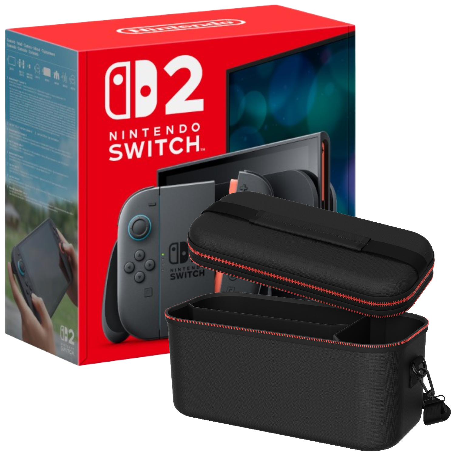 Bundel Nintendo Switch 2 Console Met Verwijderbare Batterij + Qware Zwart Combo Bag Gaming Bundle