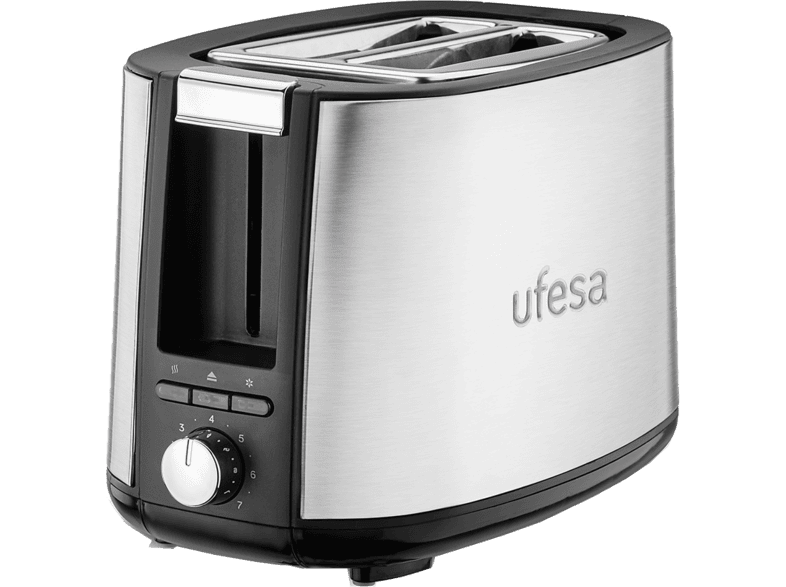 Tostadora - Ufesa Sunset Edition, 750 W, 2 Ranuras, Rebanadas, 7 Niveles de tostado, Función descongelar, Inox