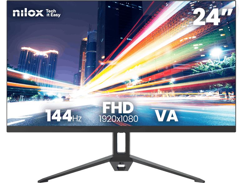 Monitor - Nilox NXM24FHD14411, 24" Full-HD, 144 Hz, 5ms, VA, 1x HDMI, VGA, Negro
