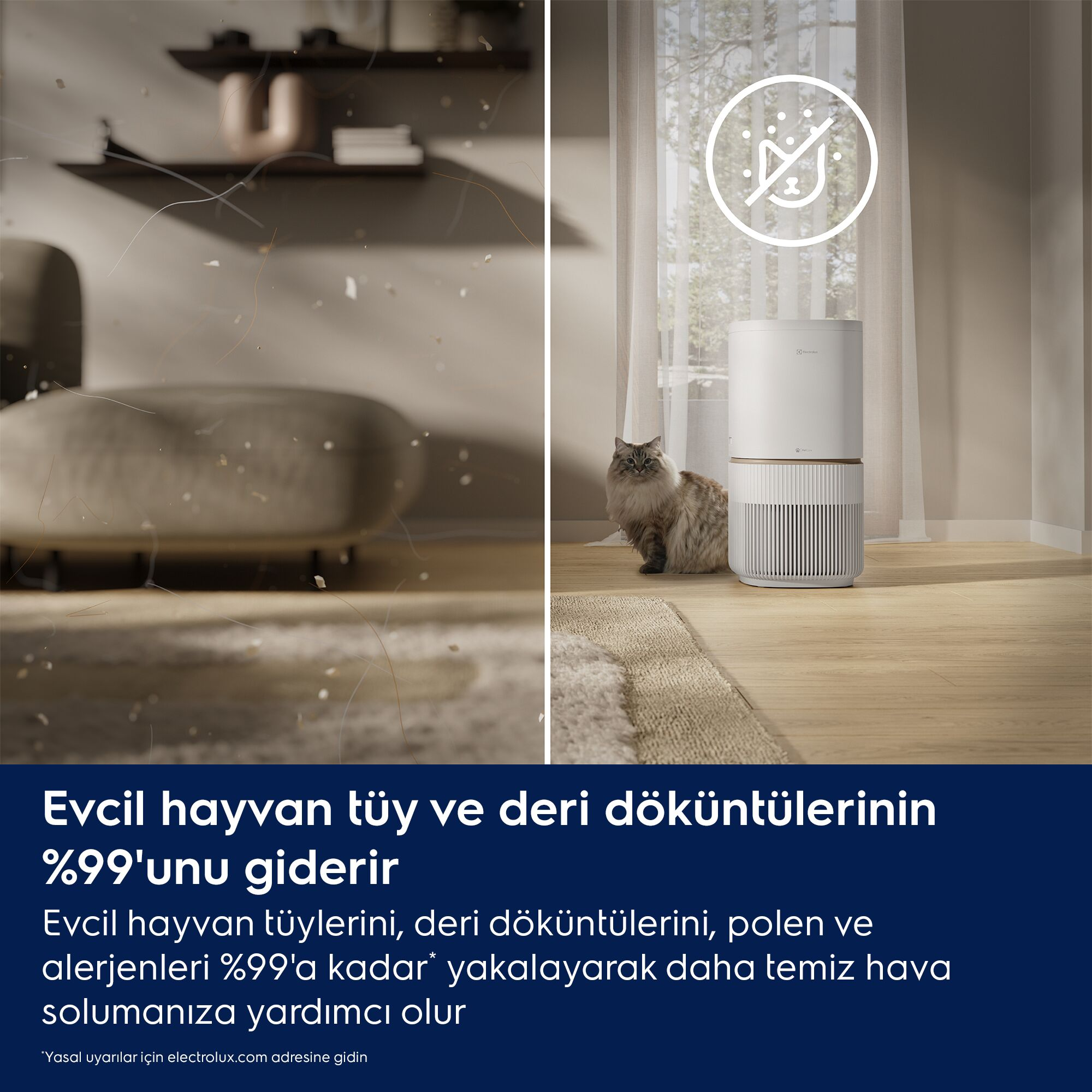 ELECTROLUX Pure 500 XL PetCare Hava Temizleyici EPO51573SW, Evcil Hayvan Modu, 4 Aşamalı HEPA Filtre, Sessiz Mod
